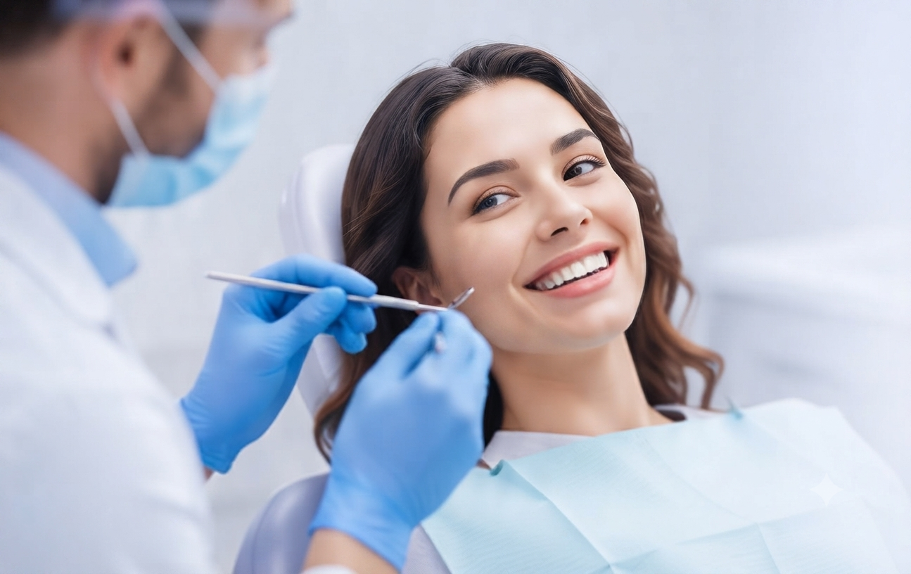 Patient smiling at dentist